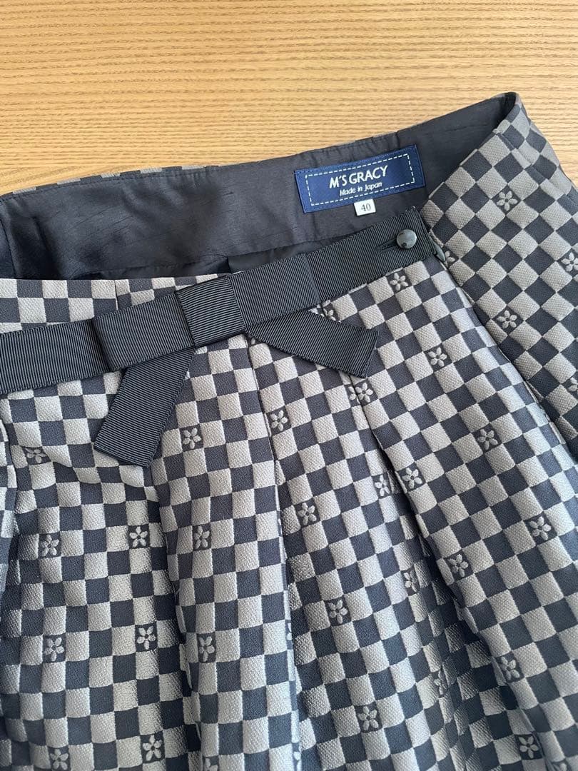【エムズグレイシー】モノグラムジャガードスカート　日本製　40
