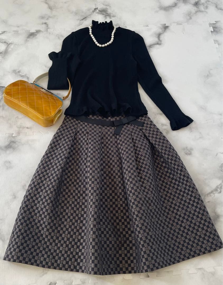 【エムズグレイシー】モノグラムジャガードスカート　日本製　40