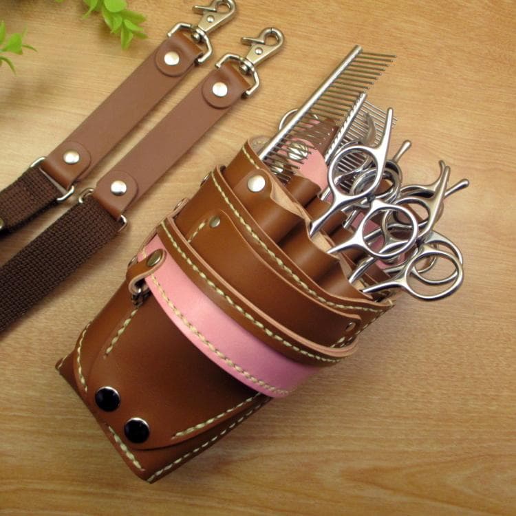 トリマー向き】 7丁 キャメル＆ピンク シザーケース TSC-10/CCB