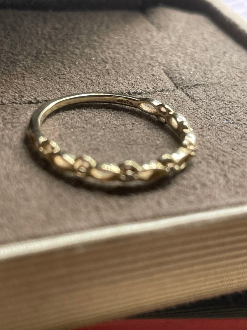 agete K10 コットンレース ダイヤモンドリング 9号