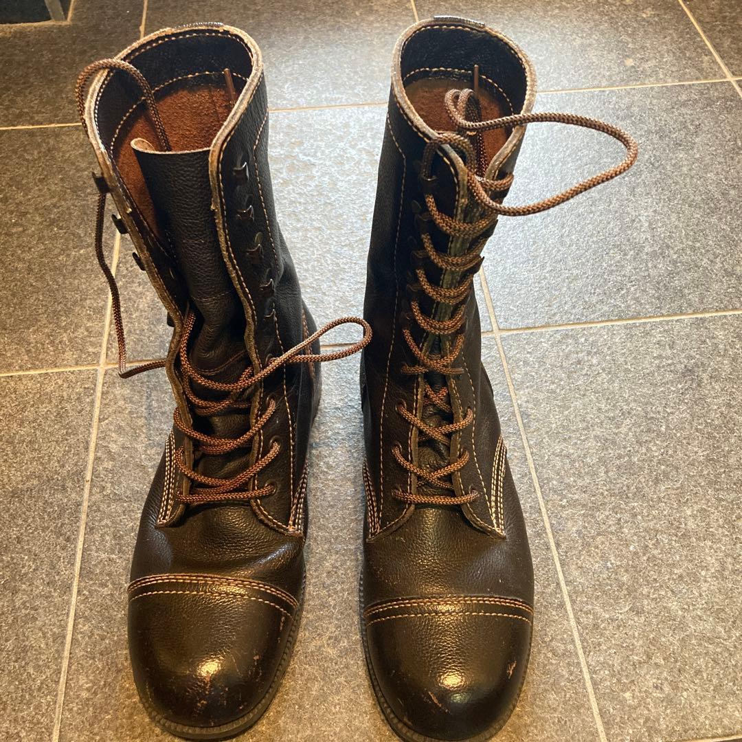 旧陸上 半長靴 茶色 未使用】陸上自衛隊 茶革半長靴 25cm 1996年度