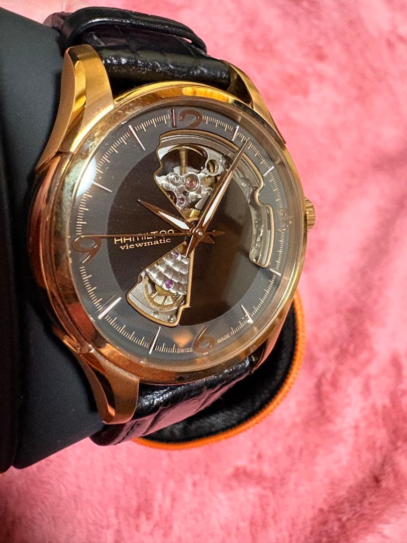 Hamilton オープンハート 自動巻き時計 ゴールド/ブラック