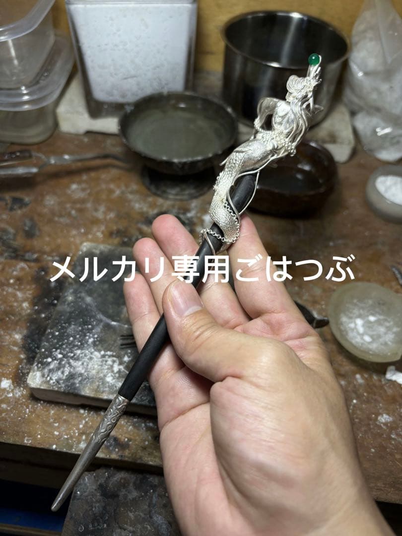 アクセサリー手作り 銀製作品 スネーク神 置物/簪