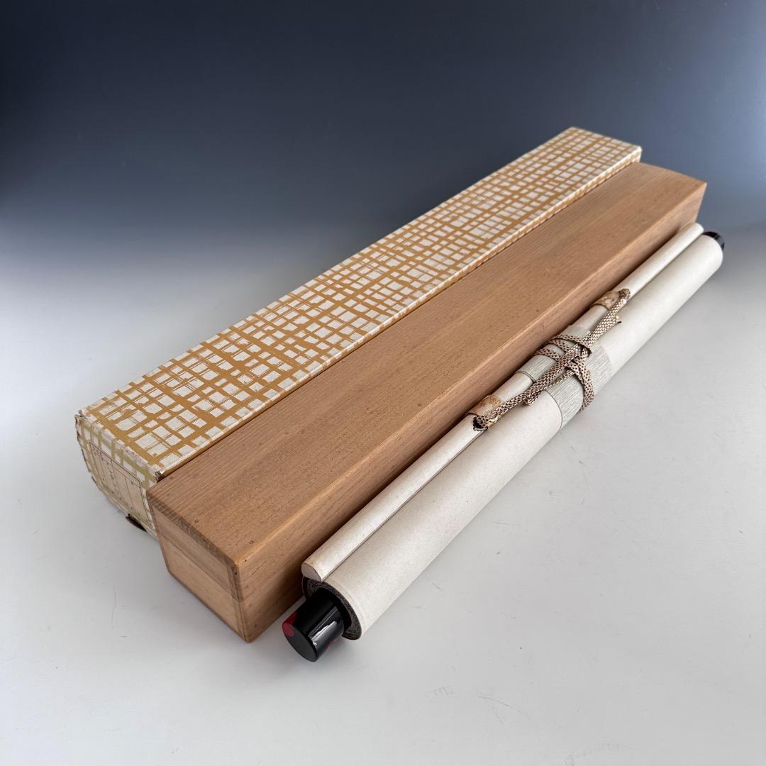 茶道具 菊画 画讃 掛軸 九代 白井半七 共箱 老枝微