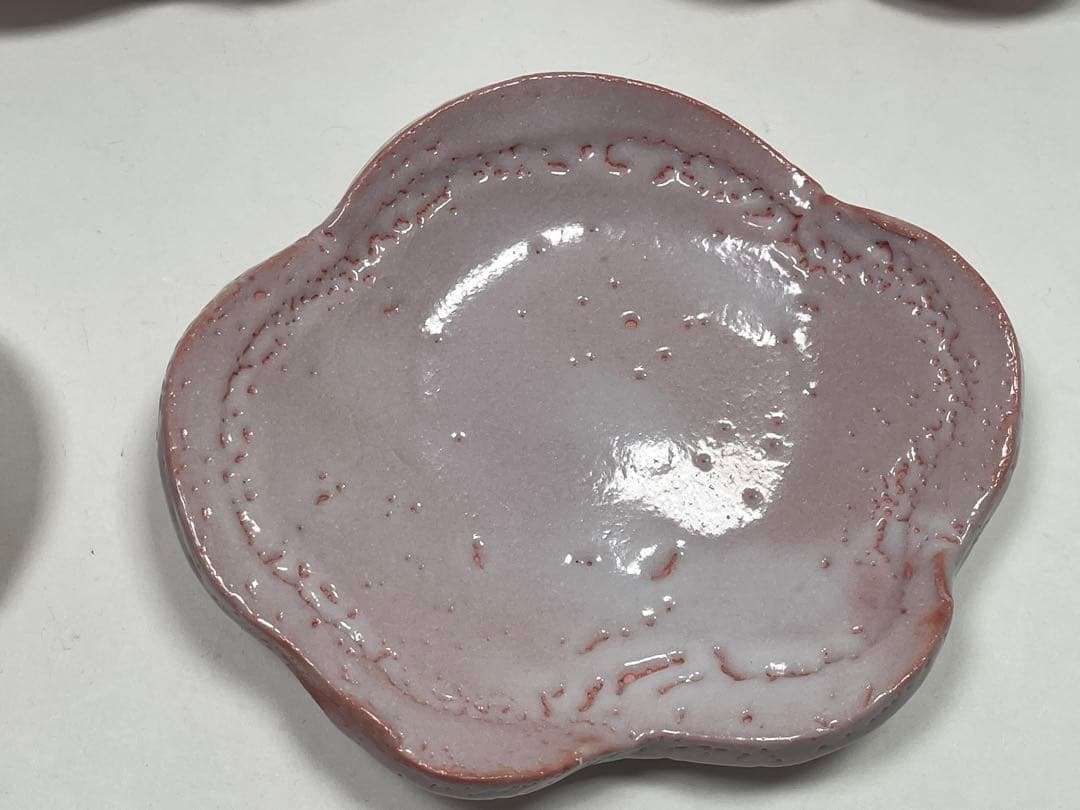 和食器】 林正太郎 『絵志野梅形銘々皿』5枚 共箱 小皿 菓子