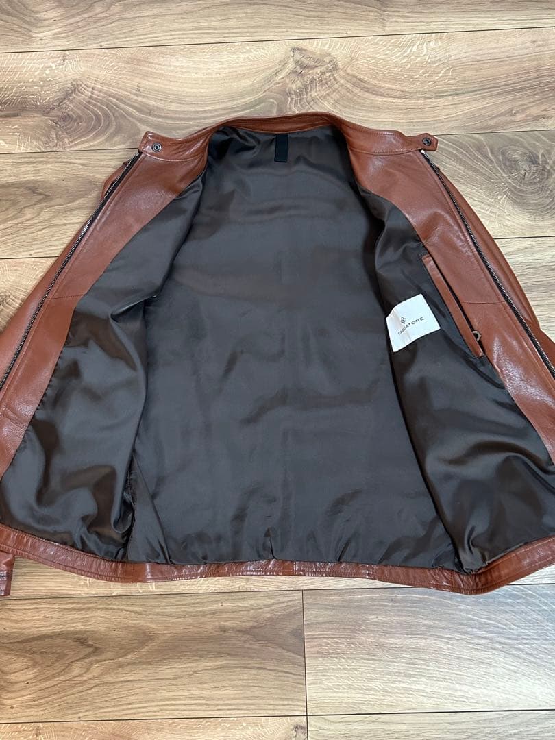 タリアトーレTAGLIATORE レザー シングルライダース ブラウン 46