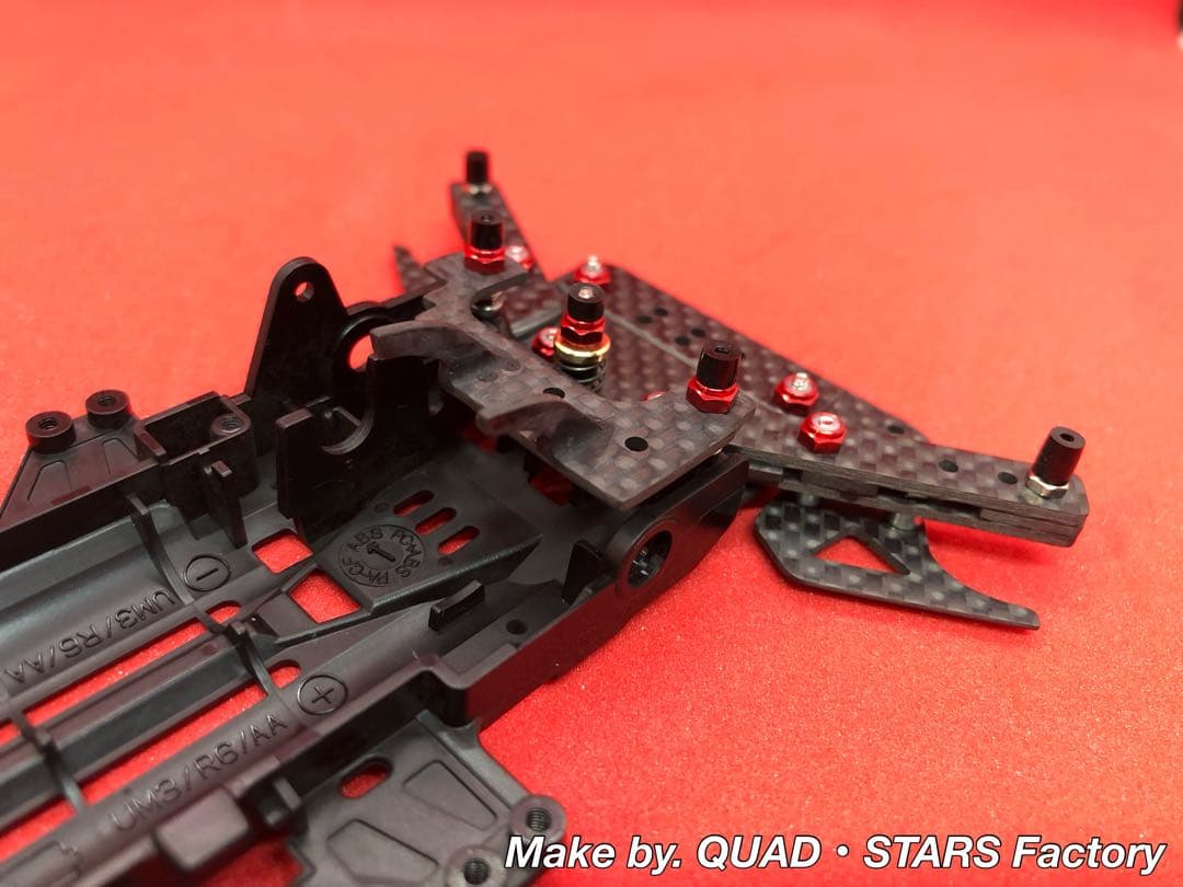 ミニ四駆・VZ用】1軸リヤアンカー＋モーター押さえ ブラックアウト