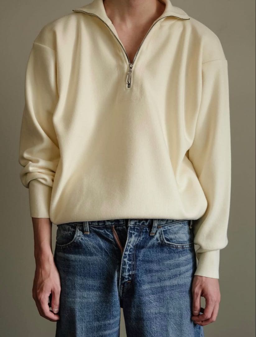 25AW新品　WOOL KNIT TRACK HALF ZIP（ECRU）