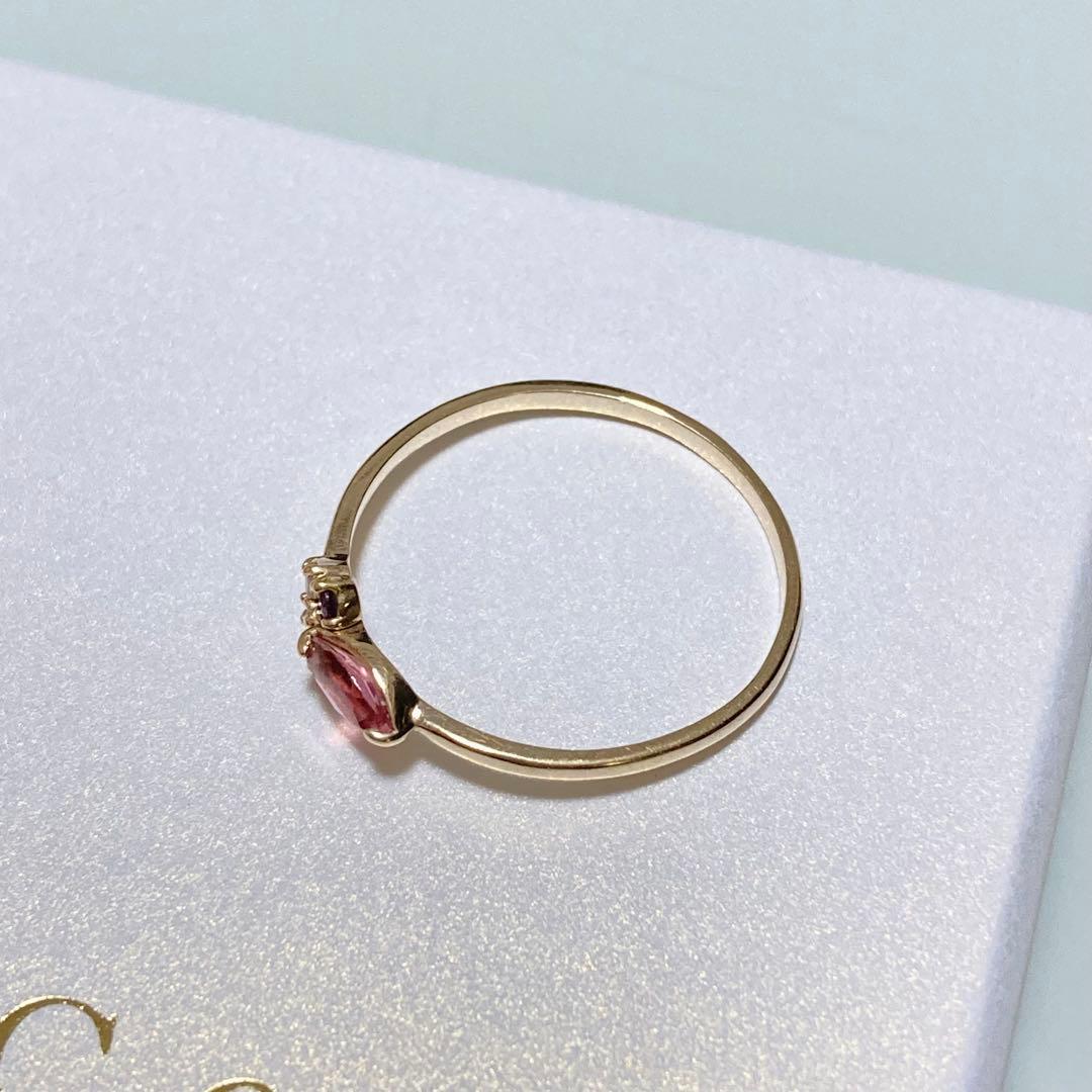 【L&Co.】 K10 マルチカラー 天然石リング ピンクトルマリン 13号