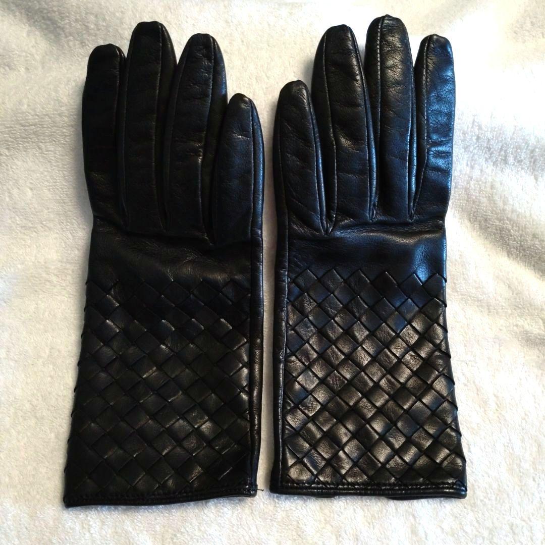 BOTTEGA VENETA 手袋 80 レザー ブラック メンズ BOTTEGA VENETA