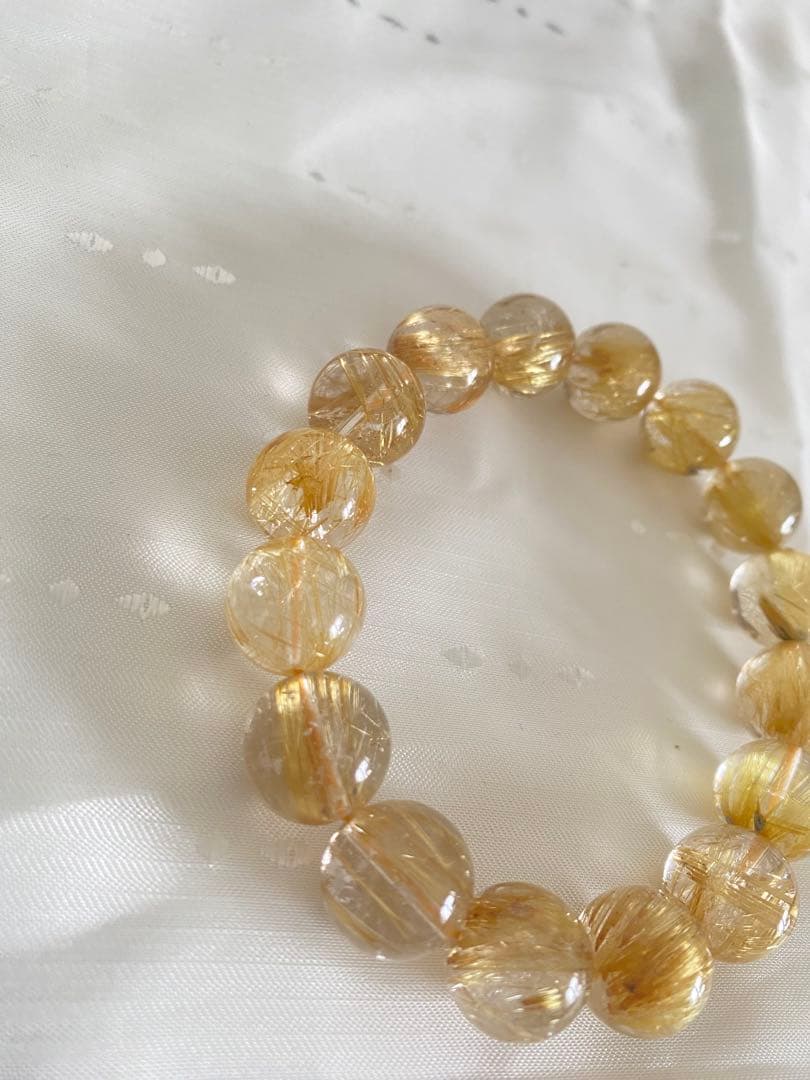 5A級 天然 超大玉 タイチンルチルクオーツ ブレスレット 13.5mm