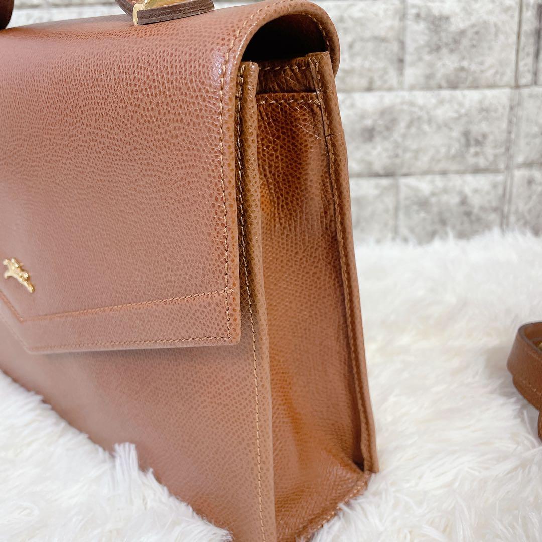 美品　ロンシャン　オールレザー　本革　2way ハンドバッグ　ゴールドロゴ