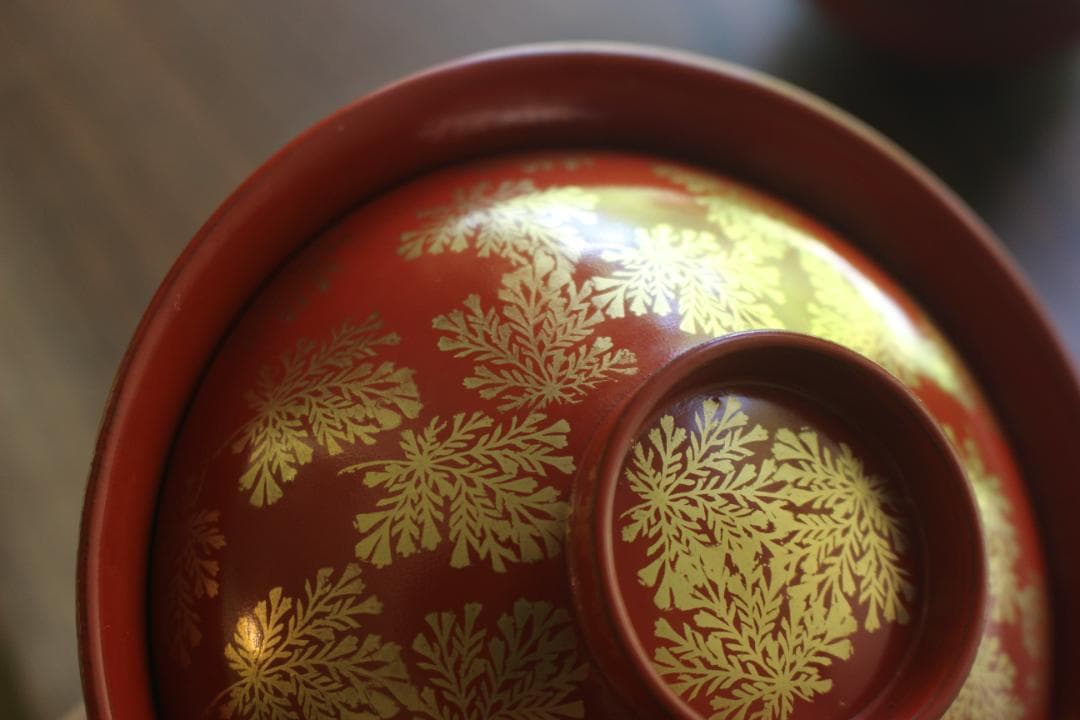 時代逸品！上質朱漆に極上信夫蒔絵の映えるお椀2点（検輪島塗懐石椀蒔絵椀