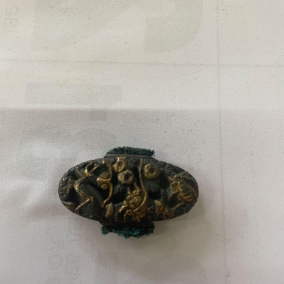 日本古銅刀装具 ⭐︎ 短刀拵え　縁頭　縁金　柄頭、植物模様の金属製鍔