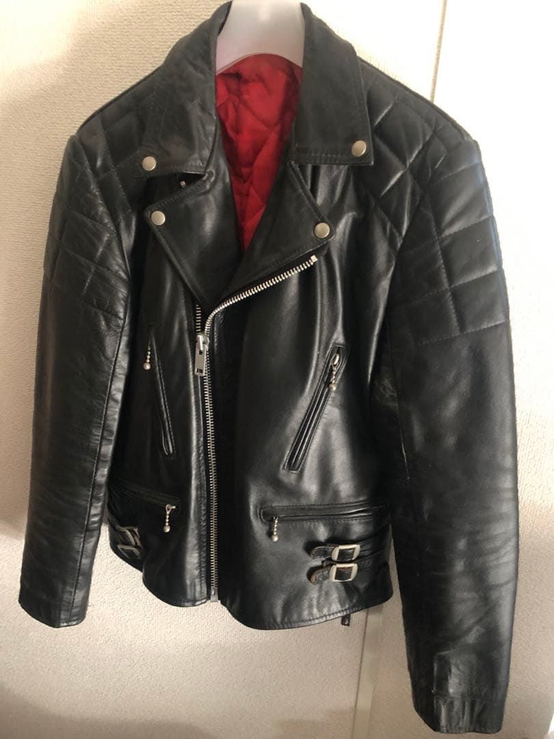 70s 80s ライトニング型レザーライダースジャケット ロンジャン UK