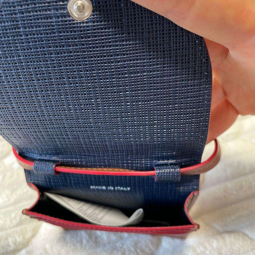 マルニ　ショルダーケース　カードケース　　ブラウン×ネイビー