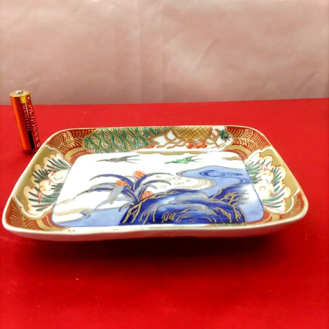 有田焼 伊万里焼 古伊万里 金彩 色絵 小皿 角皿 長角皿 刺し身皿 5客