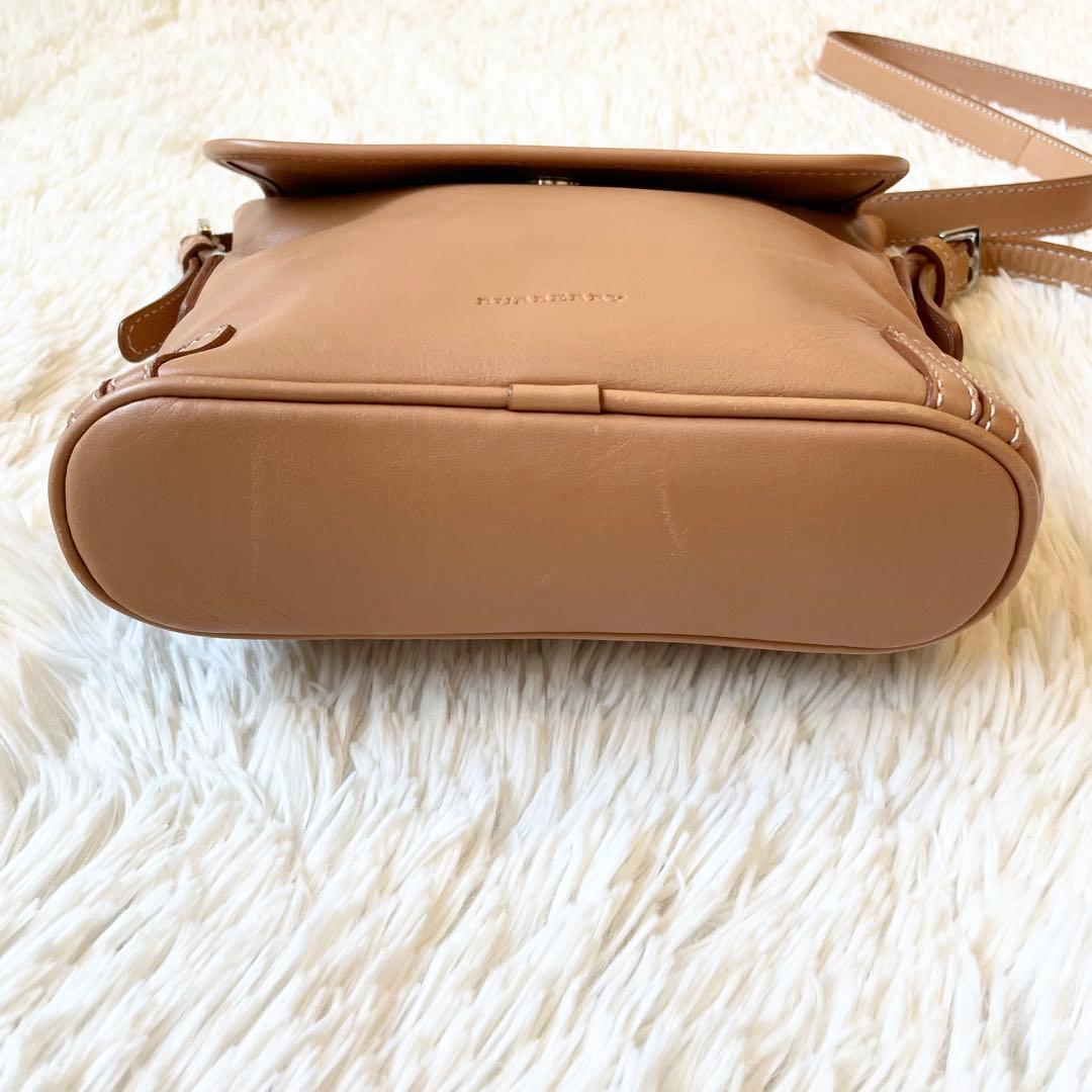 美品★Burberry オールレザー ショルダーバッグ ベージュ ノバチェック