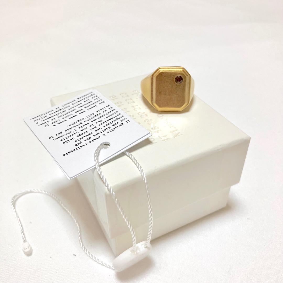 新品 7 マルジェラ 22aw スクエアリング 指輪 金 4318