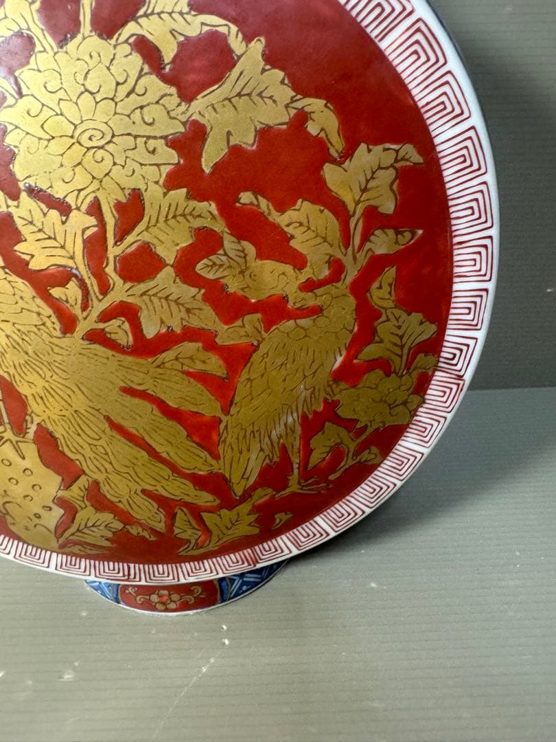 2553  金襴手　赤絵花鳥文　花瓶