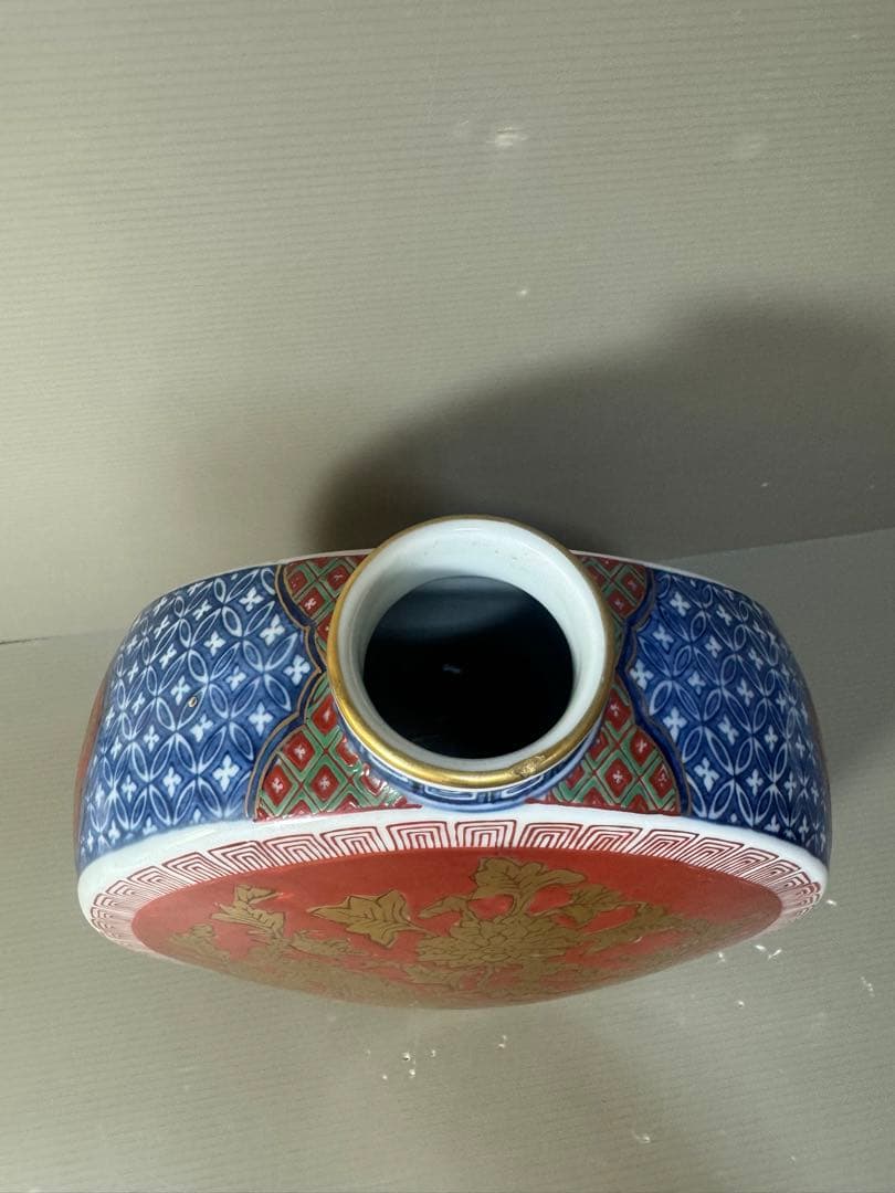 2553  金襴手　赤絵花鳥文　花瓶