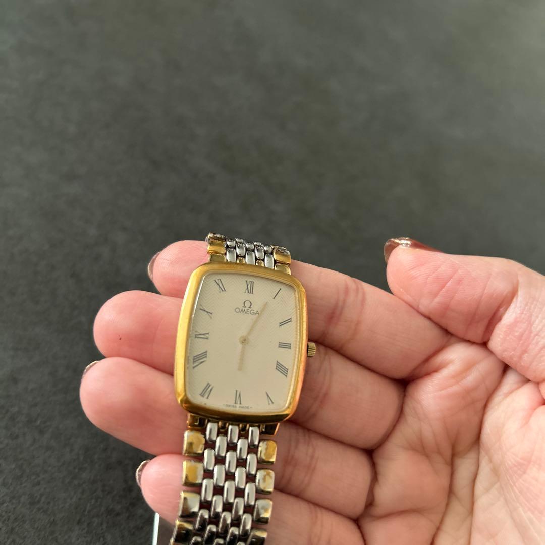 オメガ アナログクォーツ腕時計 ゴールド/シルバー