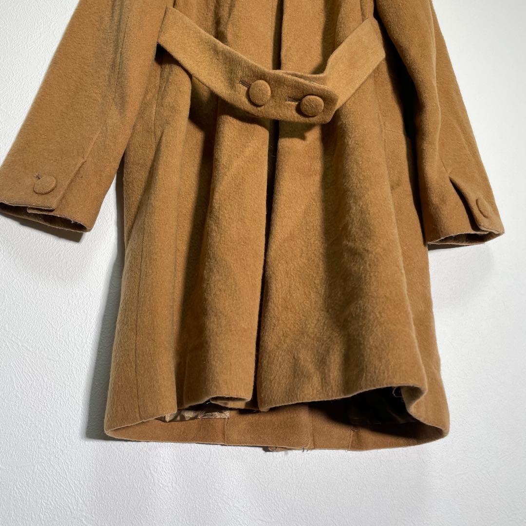 スローブイエナ ロングコート 茶色 ウール モヘヤ ベルト ノーカラー