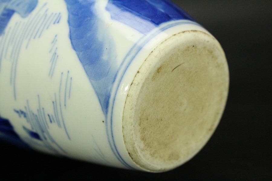 中国美術 青花 山水紋 瓶 高27.5cm(HA371)