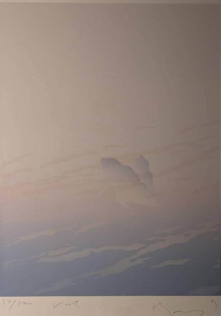 真作 版画 井上公三 シルクスクリ ン 幻想的な風景画 現代版画