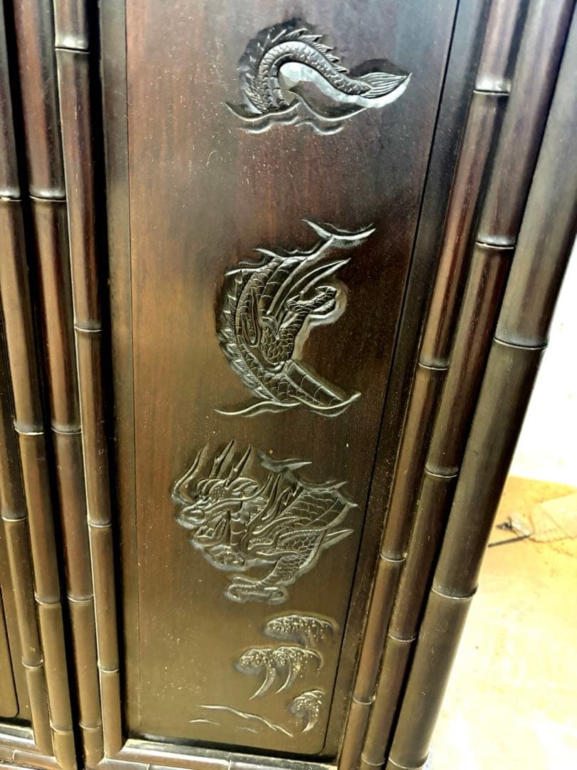 レア 貴重 骨董品 棚 飾り棚 茶箪笥 透かし彫り 昭和年代品 茶棚和棚、家具