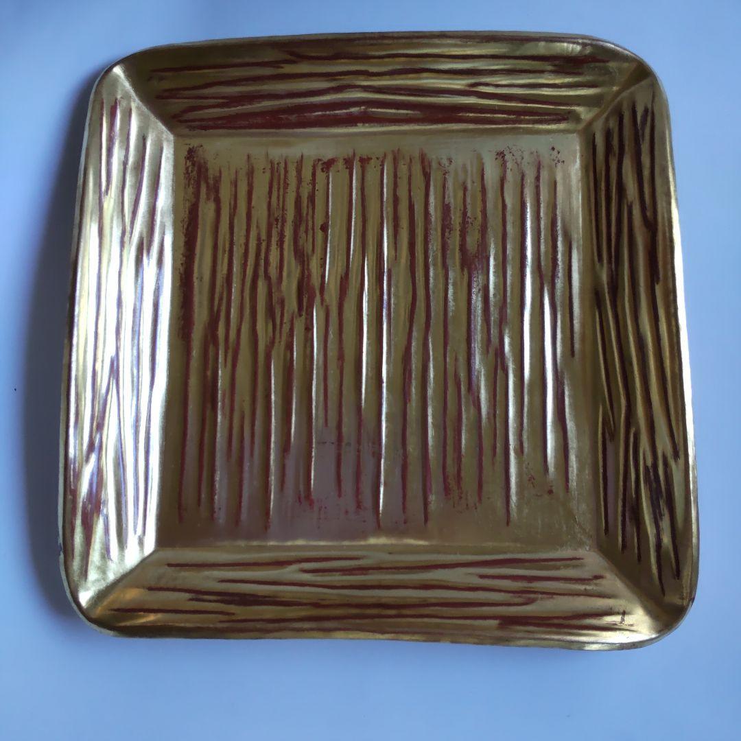 金工師 木村清五郎 紅銅四方盆 菓子盆 共布 共箱 栞 茶道具 新品 未使用 B