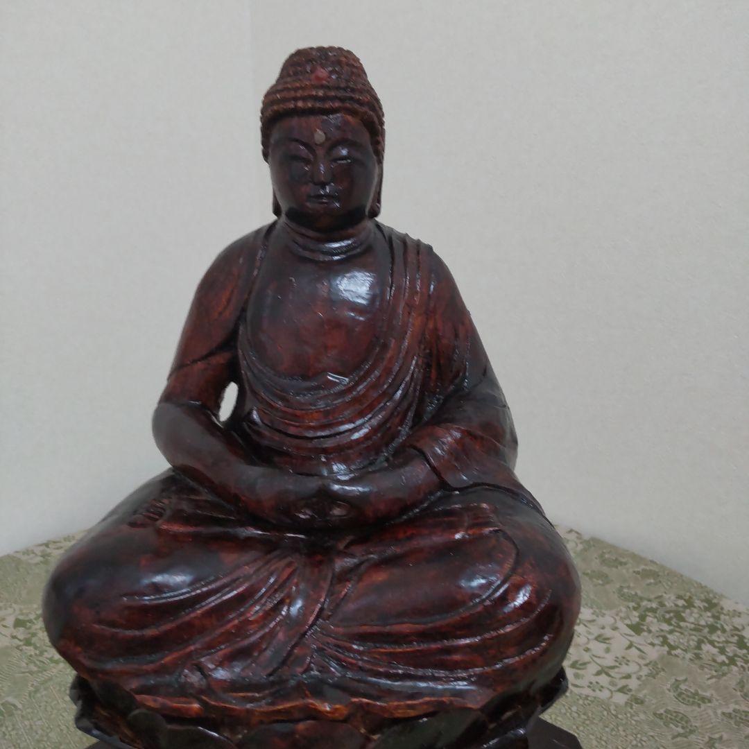木彫り仏像 差し込み蓋木箱付 美術品・アンティーク・コレクション