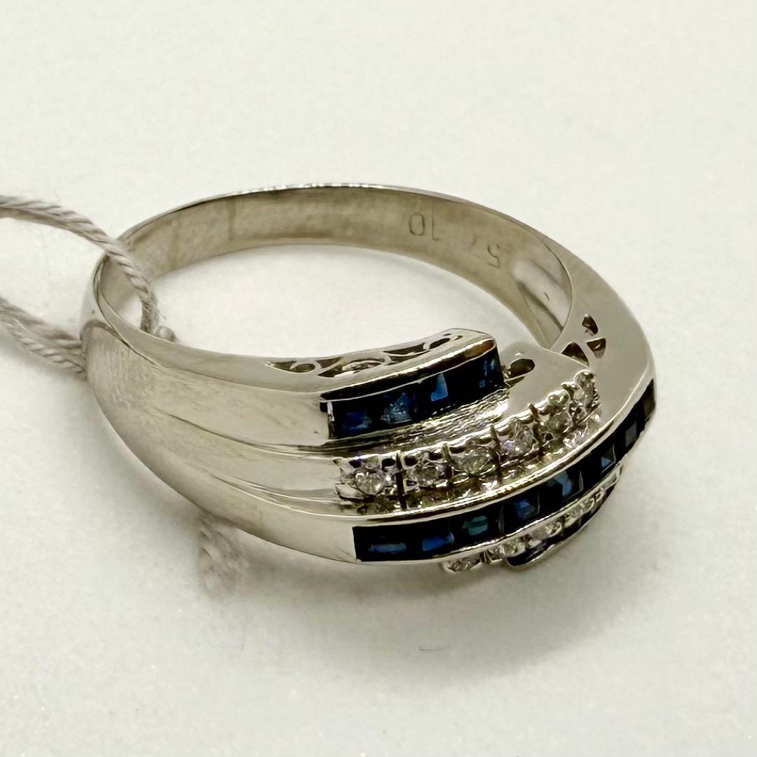 Pt900 ブルーサファイア 0.57ct ダイヤ 0.10ct リング