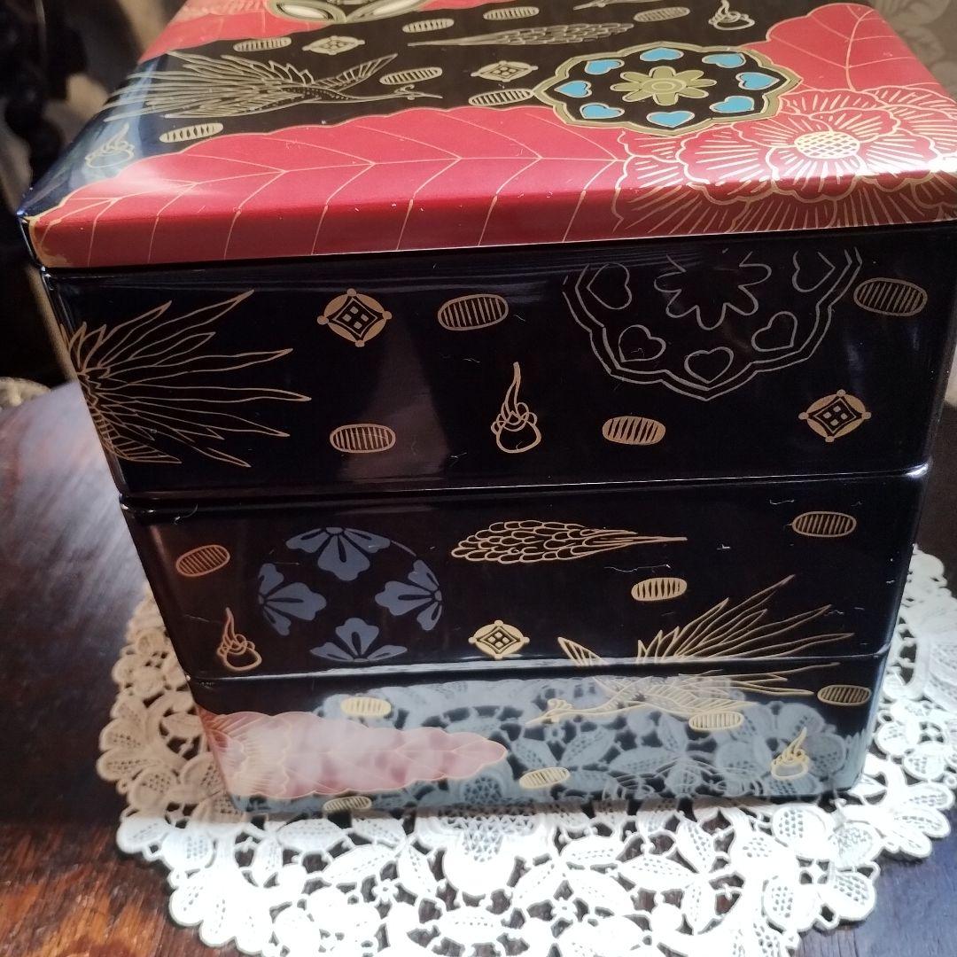 白木屋♥漆器 三段重箱 鶴と花♥重箱♥会津塗♥蒔絵♥の通販はau PAY