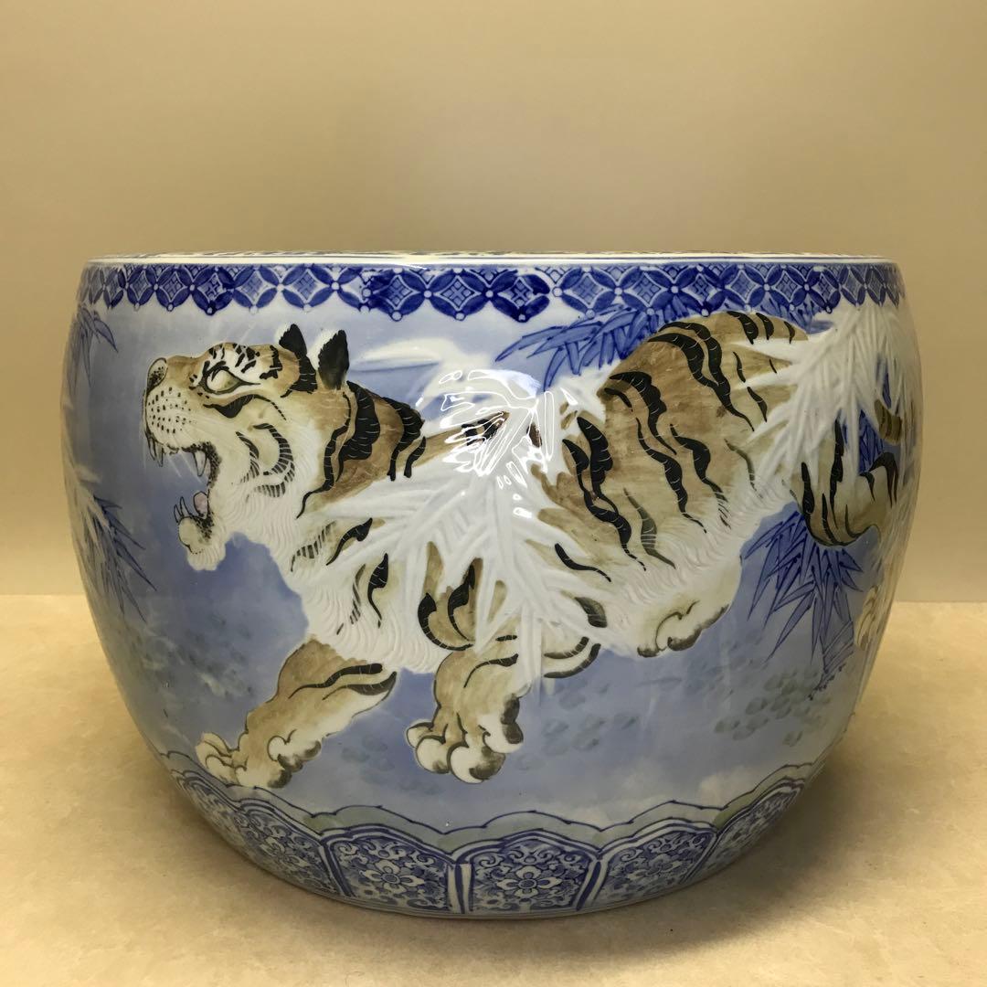 レア アンティーク 伊万里焼 竹虎紋様 大火鉢 手あぶり