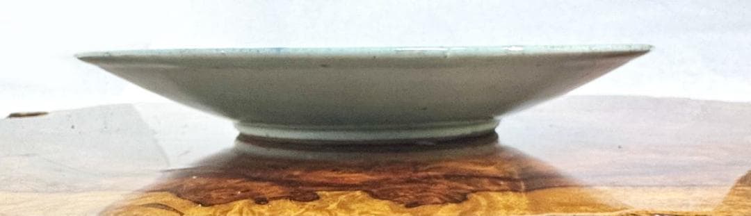 時代物 成化年製 款 古染付 蓮池独釣図人物山水大皿