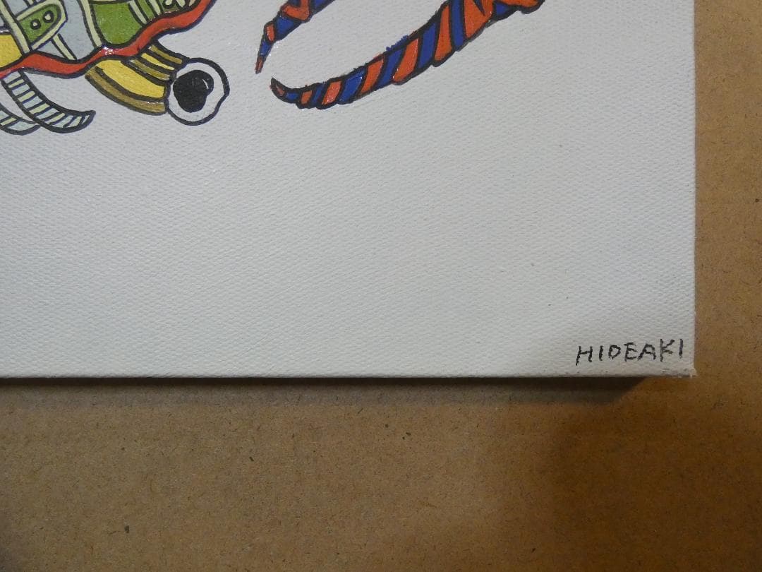 絵画　 肉筆手描き 油彩　ジミー大西「カニ」 サイン　M10　額装済み