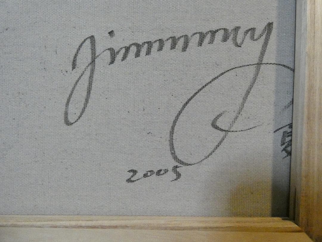 絵画　 肉筆手描き 油彩　ジミー大西「カニ」 サイン　M10　額装済み