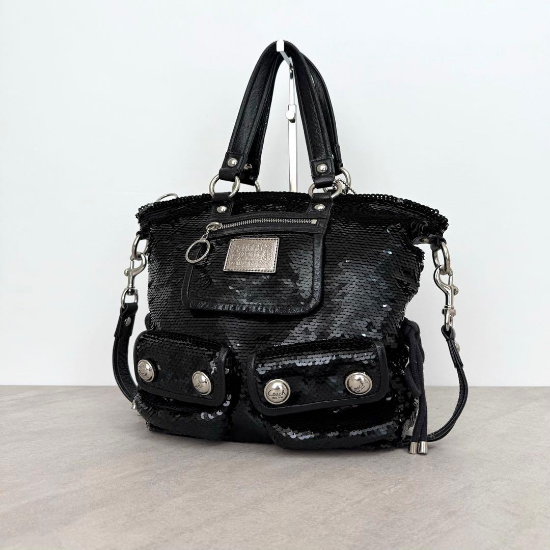 バッグ Coach Poppy Sequin Spotlight 2way Bag