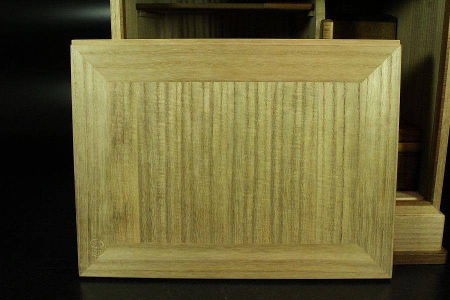 煎茶 銘木 寄せ木 茶箱 器局 指物師 暲尚斎 古希作 共箱(K-YC503)