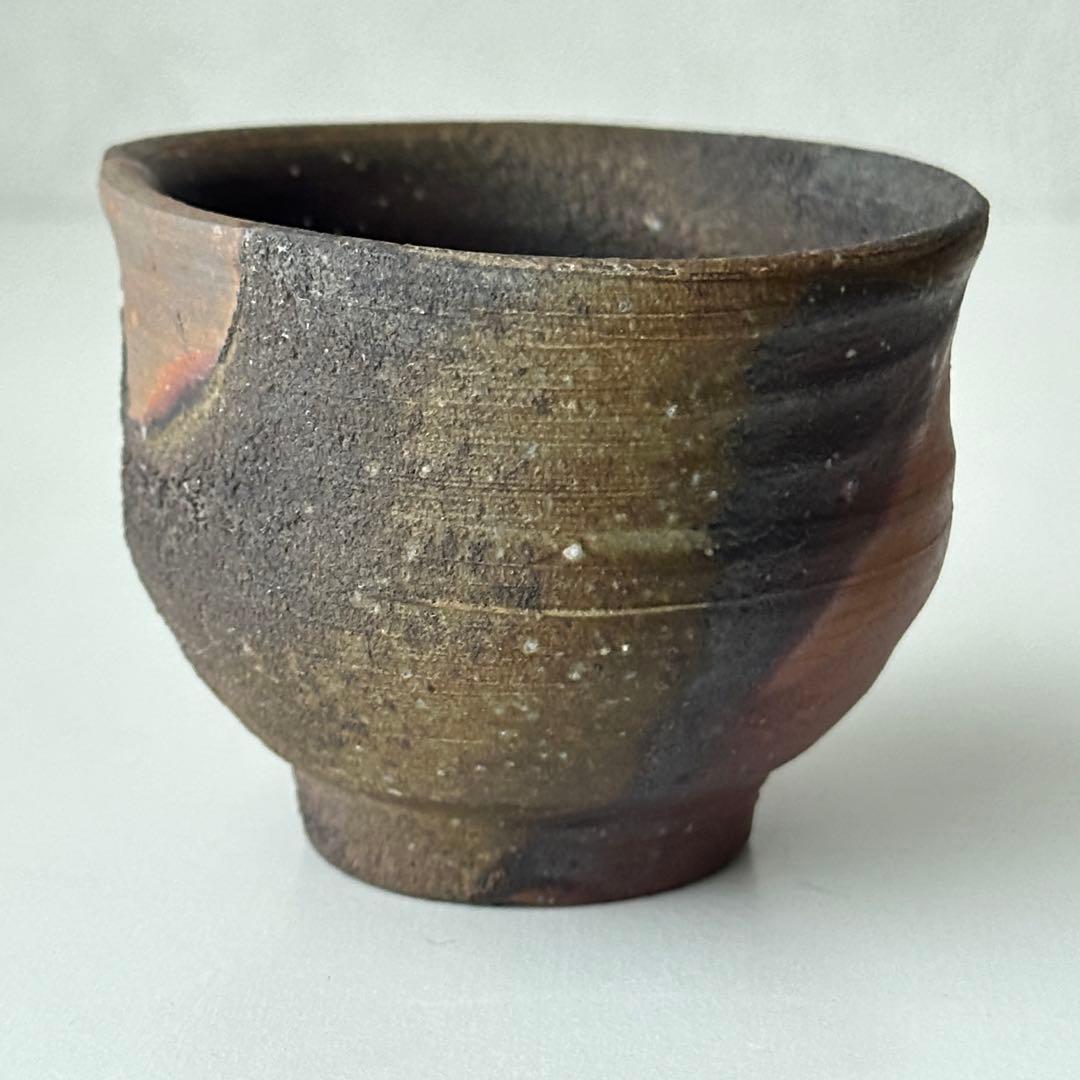 藤原雄 備前 酒器 牡丹餅 ぐい呑 共箱 藤原雄 共箱