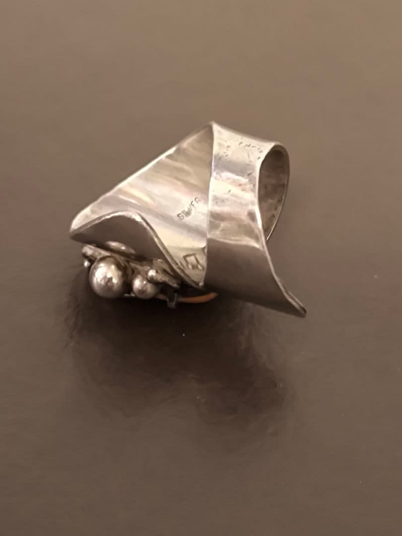 ヴィンテージ カメオ シルバー デザイン リング サイン入り