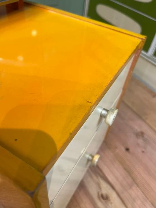 ドレッサー 鏡台 黄 レトロポップ 昭和レトロ インテリア 当時物