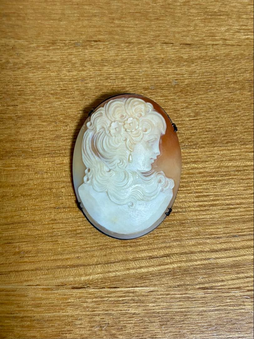 SILVER900 大型シェルカメオ ブローチ ペンダント 2way 作家サイン