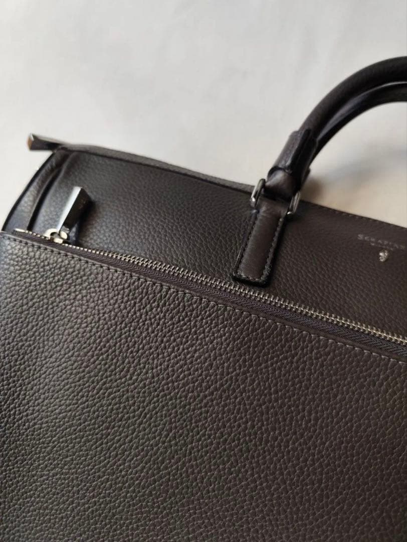 r*様 セラピアン カシミヤレザー ブリーフケース ビジネスバッグ　グレー