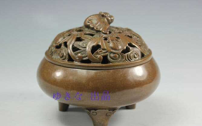 真鍮細工の銅香炉 銅 細工 香炉 盤龍檀香炉 香道具 茶道具 工芸品 置物