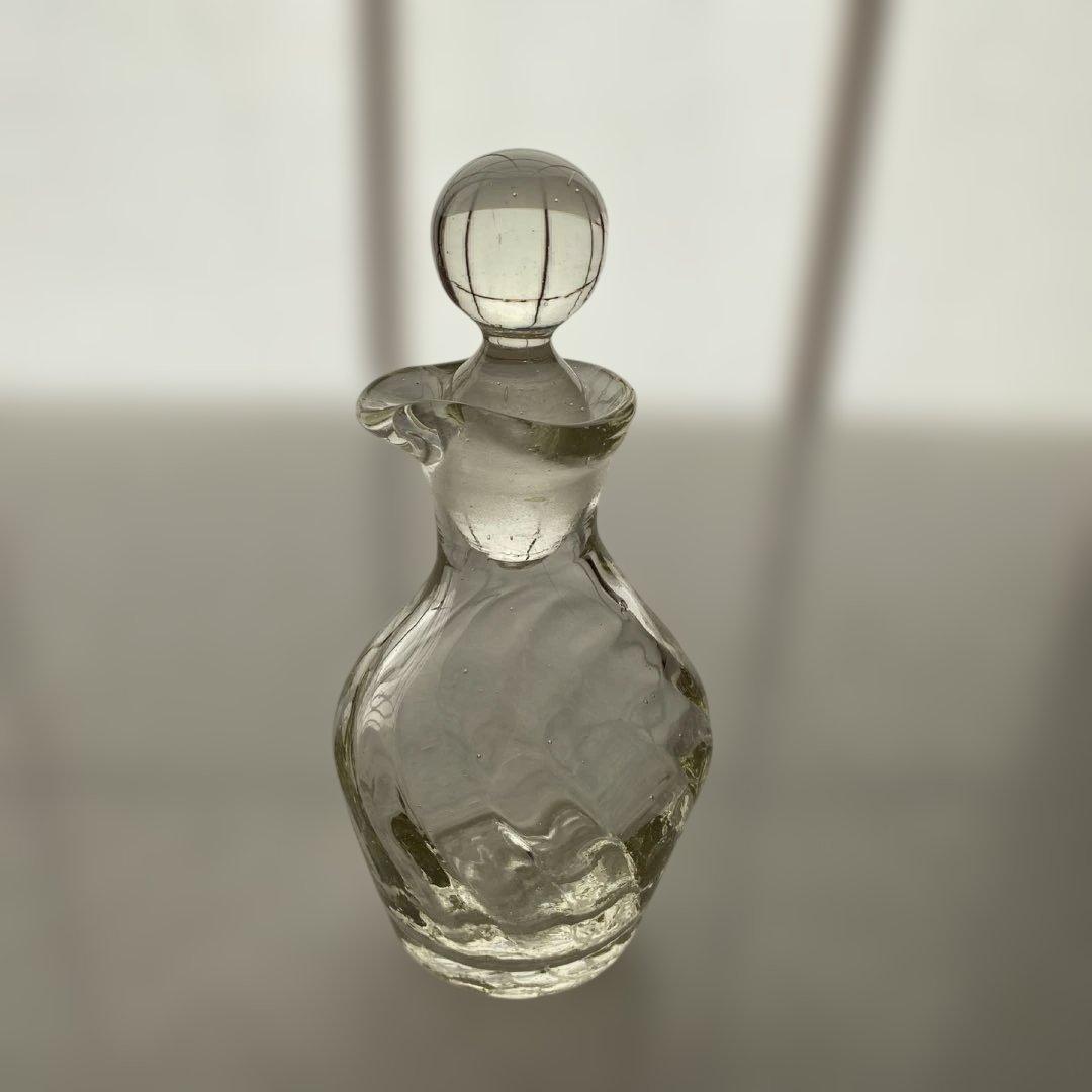 民藝 倉敷ガラス 小谷眞三さん 吹きガラス 醤油差し ソース瓶 薄黄色