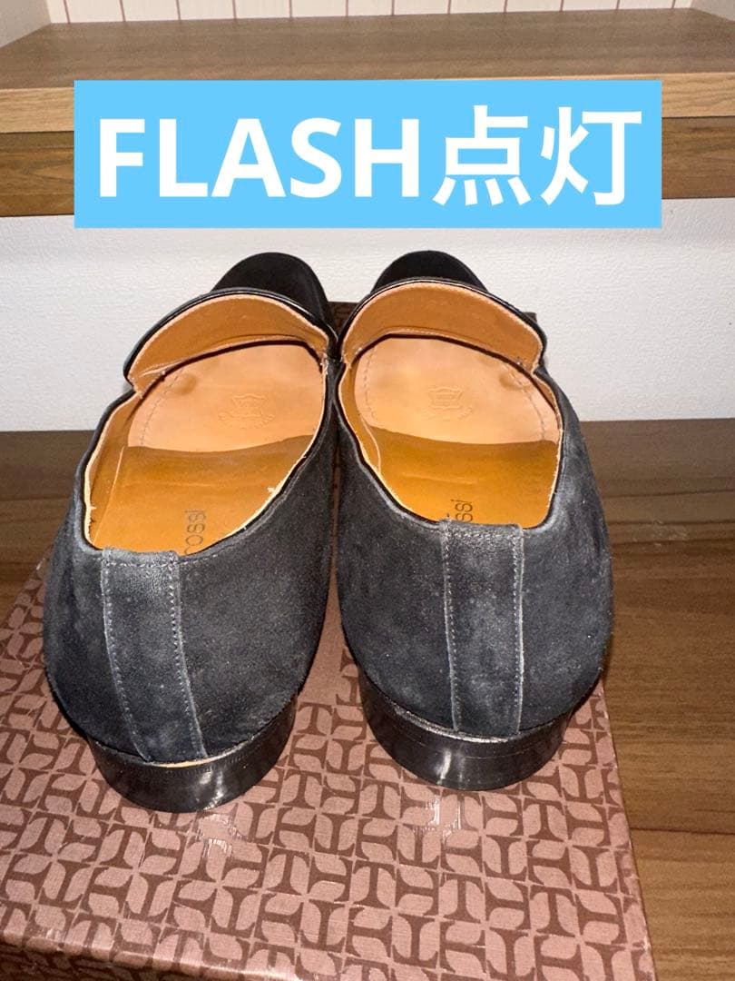 【超美品】セルジオロッシ　ブラックスエードスリッポン レザーソール　6