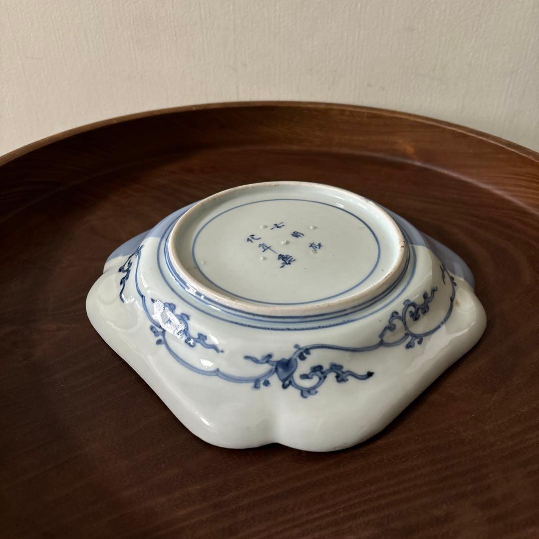 古伊万里染付 角皿 アンティーク 白磁 李朝 骨董 古道具 李朝