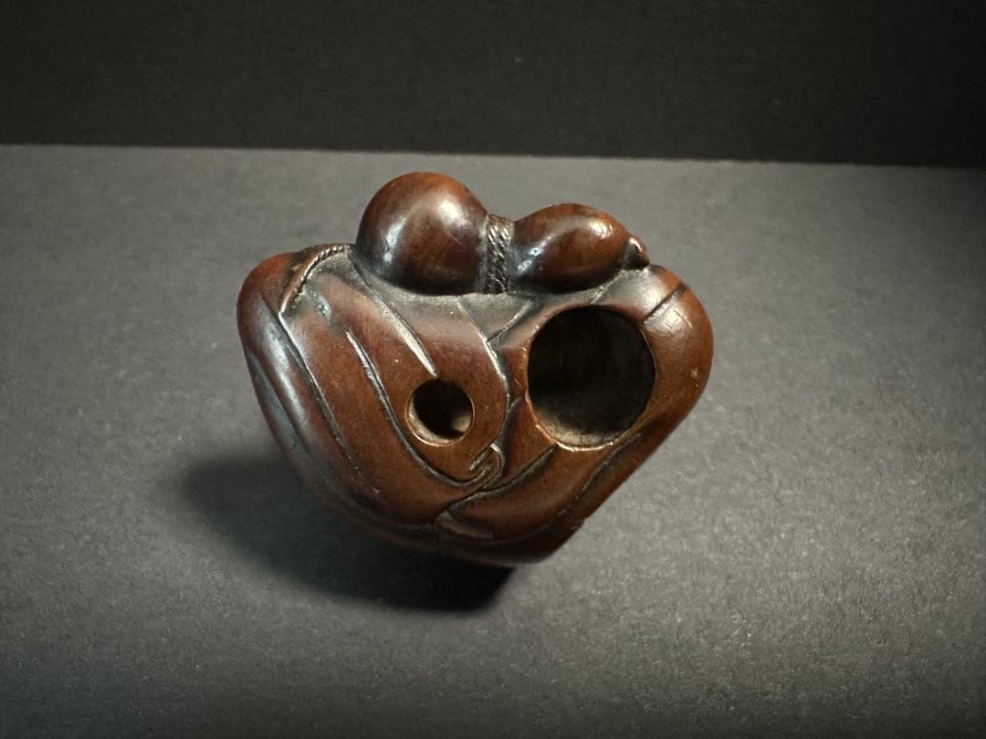 根付(netsuke)】人物の根付 友重 木製 江戸時代 美術品・アンティーク